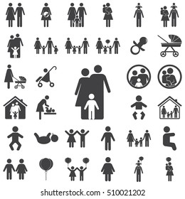 Family Icon on the white background. Set of icons