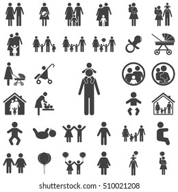 Family Icon on the white background. Set of icons