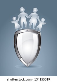 family icon over blue background. vector illustration