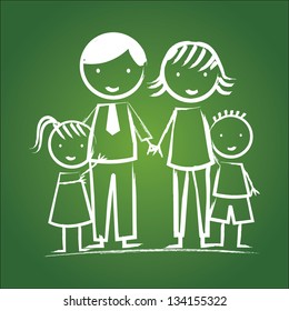 family icon over green background. vector illustration