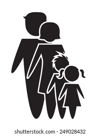 Family icon over white background in flat design. Vector illustration