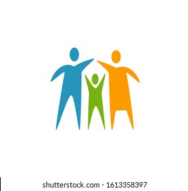 Family icon. Parents and baby logo vector illustration