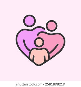 Family icon. Parents and child concept. Demography care sign. Vector illustration