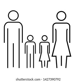 Family icon. Parents and children line isolated vector illustration.