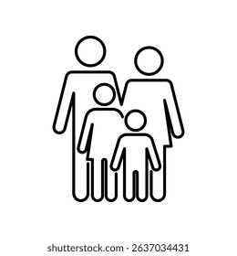 Family icon. Parents and children linear sign editable stroke