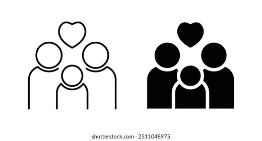 family icon parents and kid outline black 