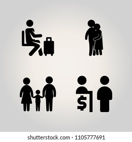 Family icon set. adult, boyfriend, girl and assistant illustration vector icons for web and design