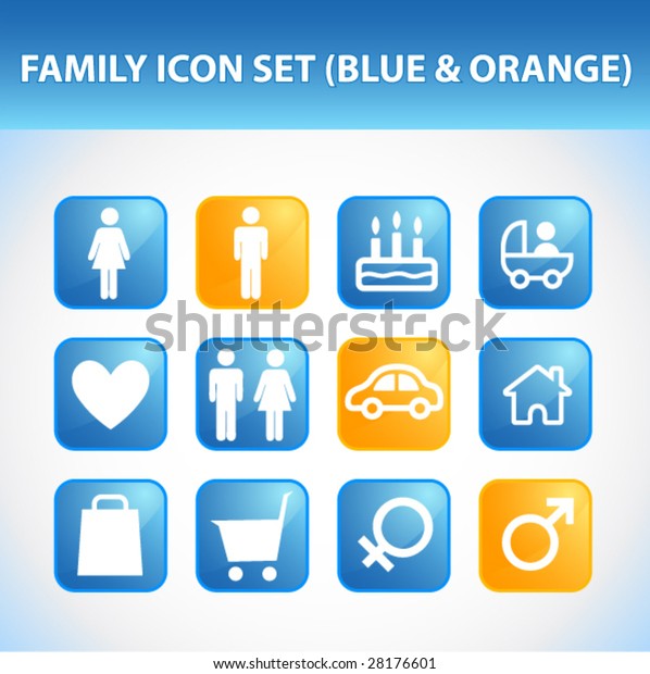 Family Icon Set (Blue\
& Orange)