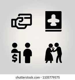 Family icon set. consumerism, destination, air and smile illustration vector icons for web and design