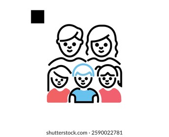 Family icon set. Containing parents, mother, father, children, baby, grandparents and household icons. Solid icon collection. Vector illustration. family family tree table consisting of extended famil