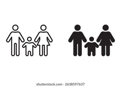 family icon set. contains father, mother, son