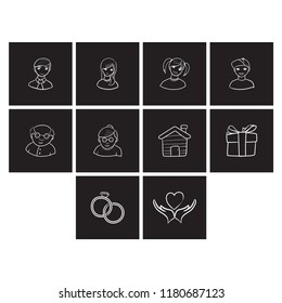 family icon set flat black