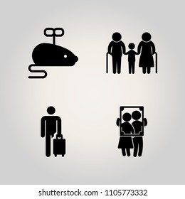 Family icon set. grey, flat, asian and holidays illustration vector icons for web and design
