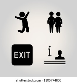 Family icon set. handsome, together, desk and jumping illustration vector icons for web and design