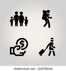 Family icon set. journey, father, phone and counter illustration vector icons for web and design
