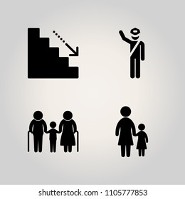 Family icon set. justice, stairs, car and concept illustration vector icons for web and design