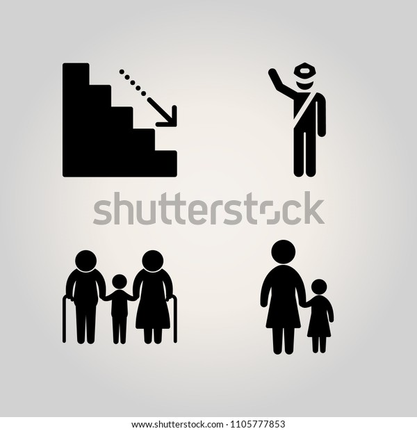 Family icon set. justice,\
stairs, car and concept illustration vector icons for web and\
design