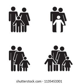 Family icon set. Family with kids icon set. Vector.