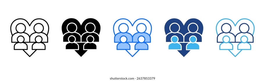 Family Icon Set With Multiple Style For Design