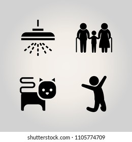 Family icon set. one, pet, familiar and grandmother illustration vector icons for web and design