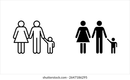 Family icon set, parents and child,  Containing parents, mother, father, children, vector illustration on white background