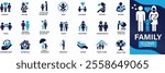 Family icon set. parents, mother, father, children, baby, grandparents .You can easily change the color