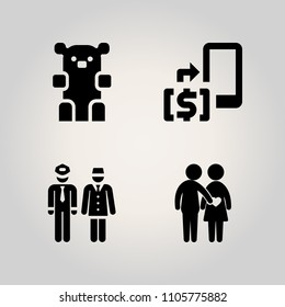 Family icon set. piloting, message, beautiful and happy illustration vector icons for web and design