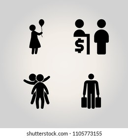 Family icon set. playing, pretty, clouds and technology illustration vector icons for web and design