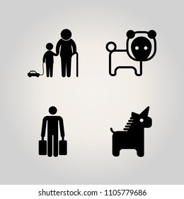 Family icon set. pony, symbol, senior and active illustration vector icons for web and design