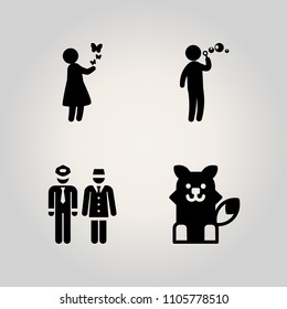 Family icon set. portrait, healthy, fox and art illustration vector icons for web and design