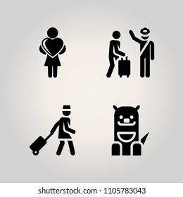 Family icon set. portrait, lifestyle, summer and woman illustration vector icons for web and design