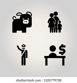 Family icon set. protection, standing, red and child illustration vector icons for web and design