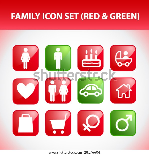 Family Icon Set (Red &\
Green)