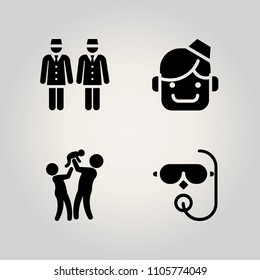 Family icon set. shoot, girl, teamwork and family illustration vector icons for web and design