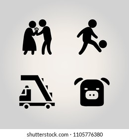 Family icon set. shoot, pork, color and smiling illustration vector icons for web and design