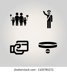 Family icon set. shop, textile, occupation and fun illustration vector icons for web and design