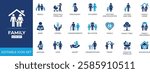 Family icon set. Solid editable icon collection.