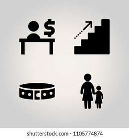 Family icon set. talking, help, childhood and illustration illustration vector icons for web and design