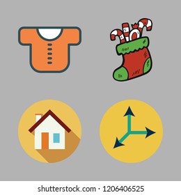 family icon set. vector set about move, christmas sock, baby clothes and house icons set.