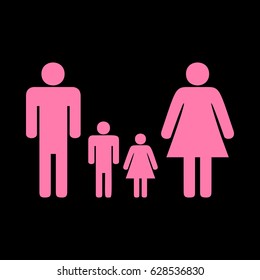 Family icon set vector. Vector. Pink icon on black background.