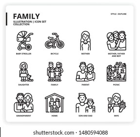 Family icon set for web design, book, magazine, poster, ads, app, etc.