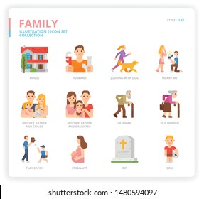 Family icon set for web design, book, magazine, poster, ads, app, etc.