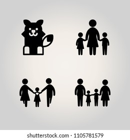 Family icon set. white, mammal, predator and 30s illustration vector icons for web and design