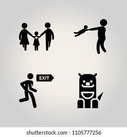 Family icon set. wilderness, red, couple and fire illustration vector icons for web and design