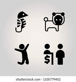 Family icon set. working, telephone, wool and contact illustration vector icons for web and design