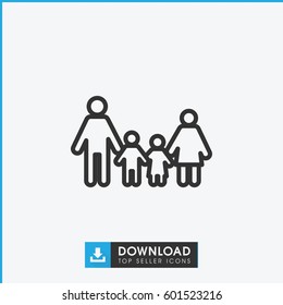 family icon. simple outline family vector icon. on white background.