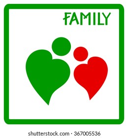 Family, icon , stylized image of a man in the form of heart. 