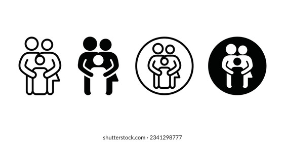 Family icon symbol in line and flat style on white background for apps and website. Vector illustration