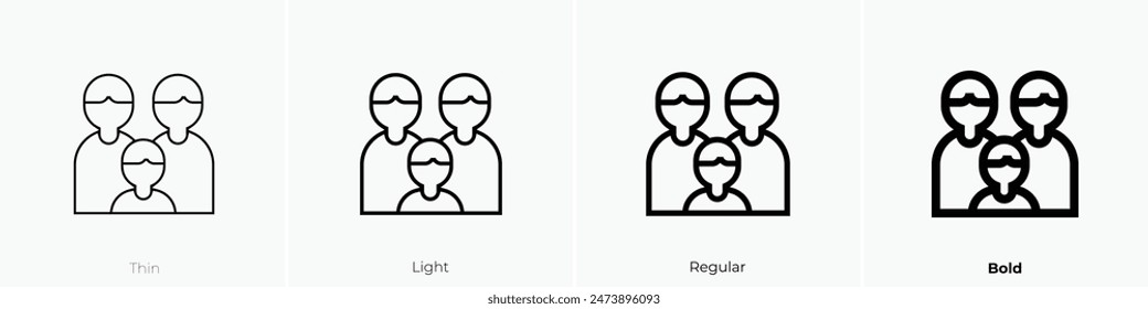 family icon. Thin, Light Regular And Bold style design isolated on white background