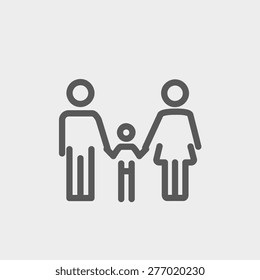 Family Icon Thin Line For Web And Mobile, Modern Minimalistic Flat Design. Vector Dark Grey Icon On Light Grey Background.